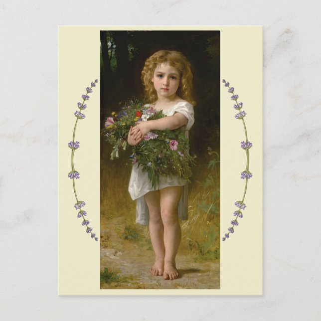 Postal Flores de primavera de William Bouguereau (Anverso)