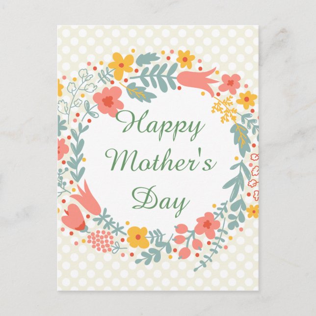 Postal Flores de primavera del Día de la Madre Feliz (Anverso)