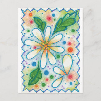 Postal Flores de primavera dibujando margarita psicodélic