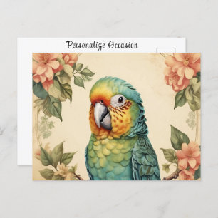 Postal Flores de retrato de buey de paracaídas de barro v