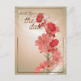 Postal Flores de salmón y rojas/Recorte de oro