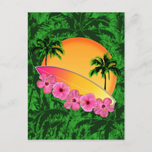 Postal Flores de Surfboard e Hibiscus (Anverso)