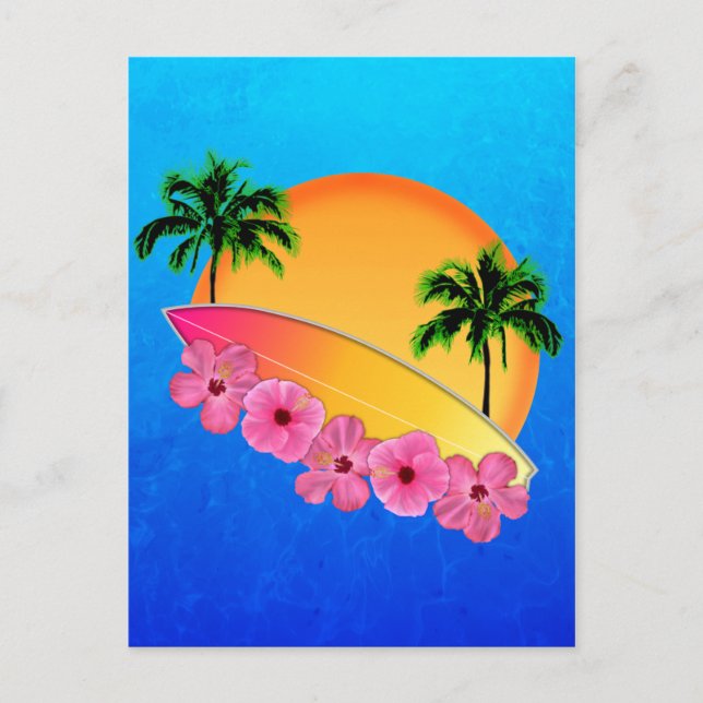 Postal Flores de Surfboard e Hibiscus (Anverso)