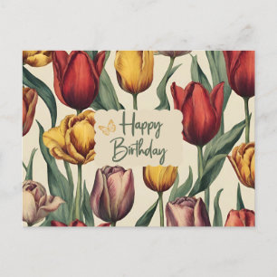 Postal Flores de Tulipán Coloridas Cumpleaños