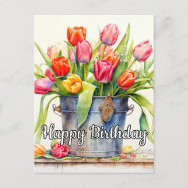 Postal Flores de Tulipanes recién cortadas