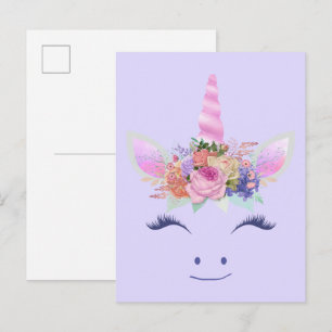 Postal Flores de Unicornio Lindo Fabuloso Cara 2