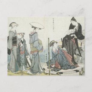 Postal Flores De Utamaro De Las Cuatro Estaciones Arte De