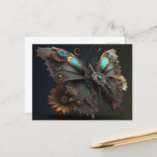 Postal Flores de vapor mecánicas mariposa
