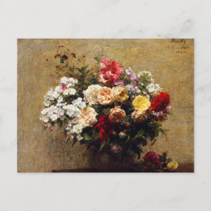 Postal Flores de verano antiguas de Henri Fantin-Latour