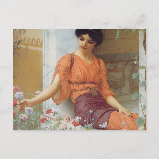 Postal Flores de verano de John William Godward (Anverso)