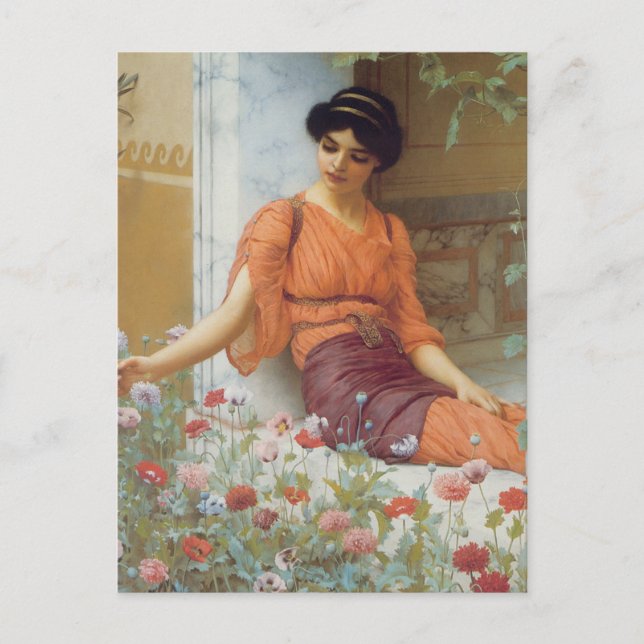 Postal Flores de verano de John William Godward (Anverso)