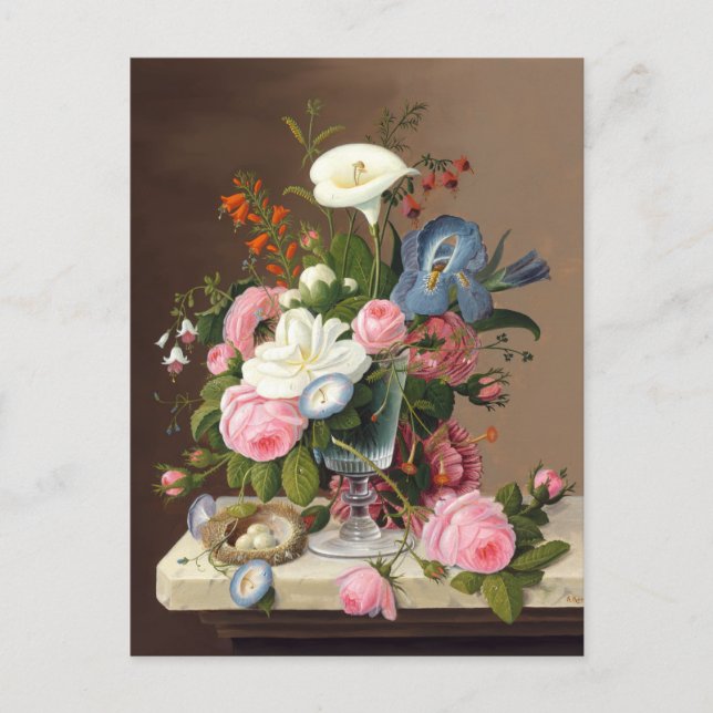 Postal Flores de verano tempranas, Severin Roesen (Anverso)