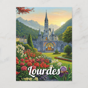Postal Flores de viajes de Lourdes France