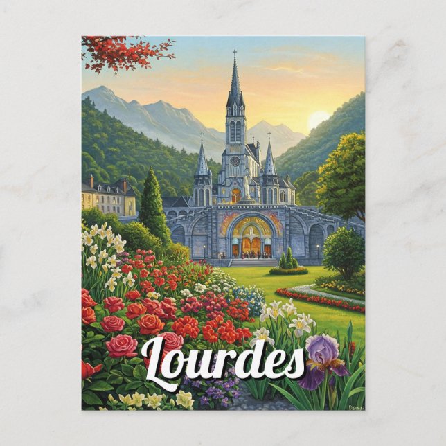 Postal Flores de viajes de Lourdes France (Anverso)