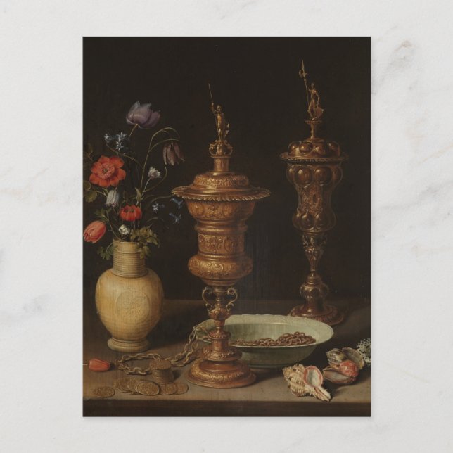 Postal Flores de vida fijas, Gilt Goblet por Clara Peeter (Anverso)