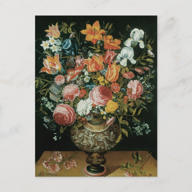 Postal Flores de vida inmaculadas barrocas en una bolsa (Anverso)