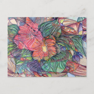 Postal Flores de "vidrio manchado"