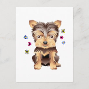 Postal Flores de Yorkie