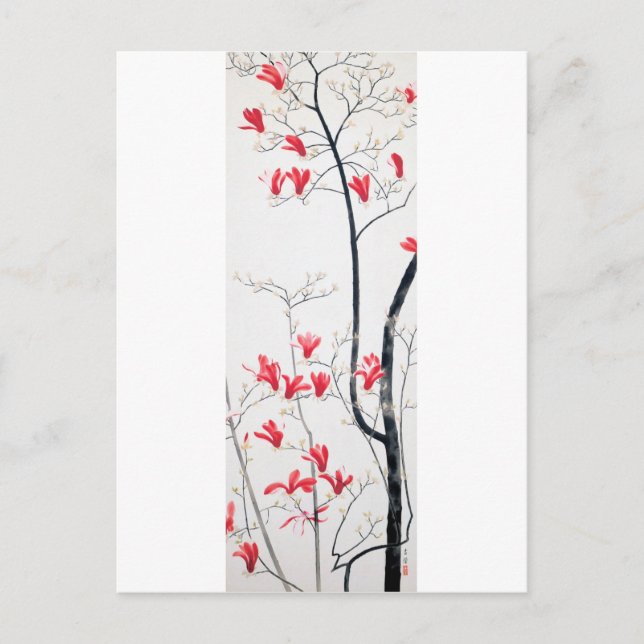 Postal Flores del árbol de la Magnolia, Kobayashi Kokei (Anverso)