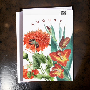 Postal Flores del mes de agosto Gladiolus & Amapola