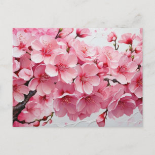 Postal Flores elegantes de cerezo rosa