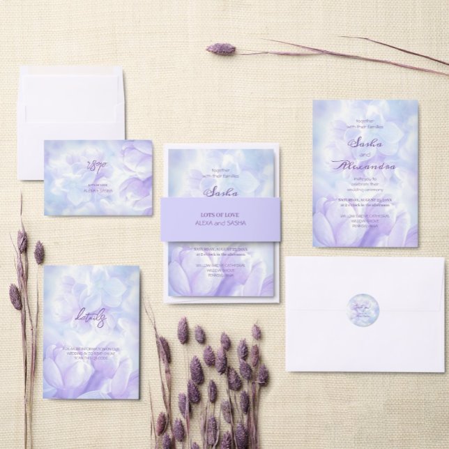 Postal Flores Elegantes de Lila Morado Claro para Bodas (Subido por el creador)