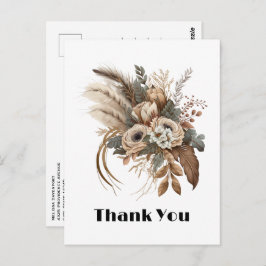 Postal Flores elegantes Foliage y plumas gracias