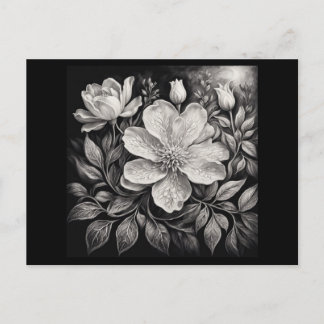 Postal Flores en blanco y negro