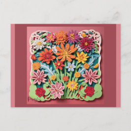 Postal Flores en el jardín | Arte de papel