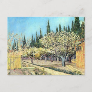Postal Flores en el jardín de frutas de Vincent van Gogh
