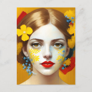 Postal Flores en el pelo