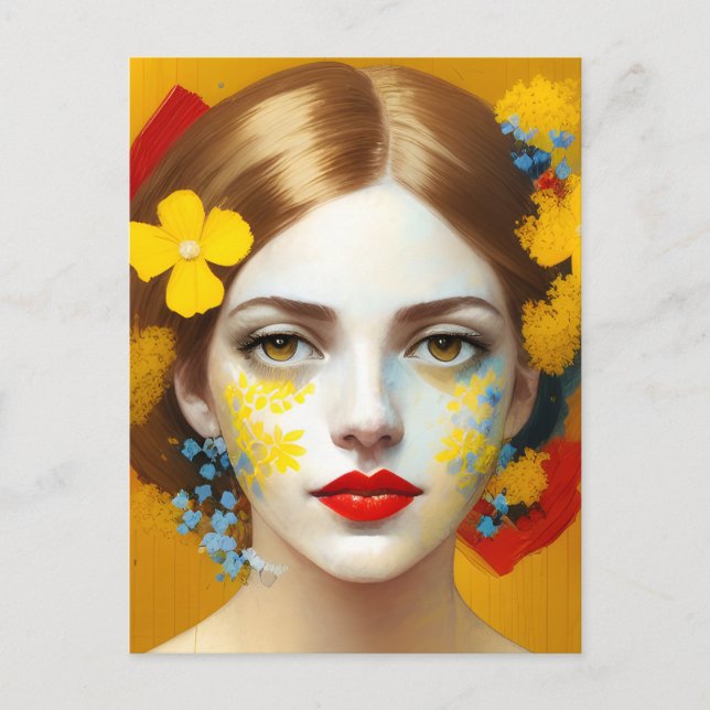 Postal Flores en el pelo (Anverso)