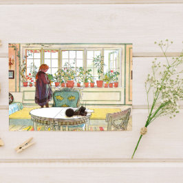Postal Flores en el Windowsill Carl Larsson Sueco