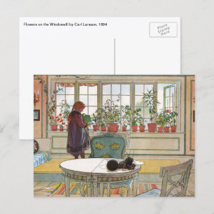 Postal Flores en el Windowsill por Carl Larsson