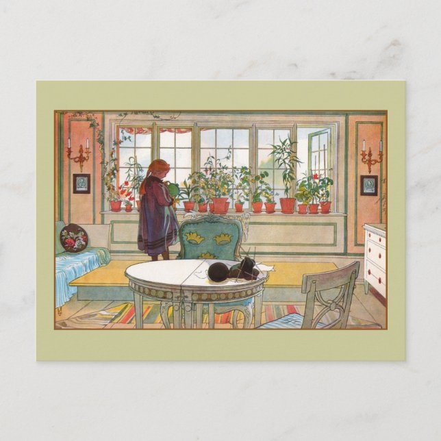 Postal Flores en el Windowsill por Carl Larsson (Anverso)