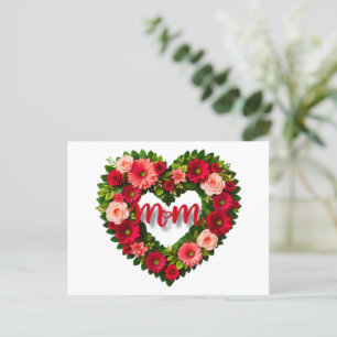 Postal Flores en forma de corazón de "mamá"