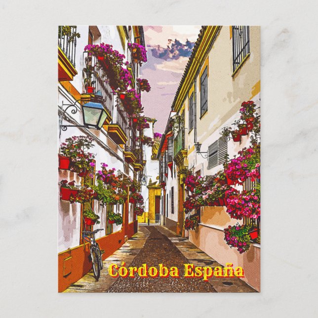 Postal Flores en la calle. Córdoba, Andalucía, España. (Anverso)