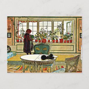 Postal Flores en la pintura de Windowsill (edición 2014)