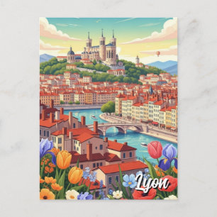 Postal Flores en Lyon Francia Basílica Viajes