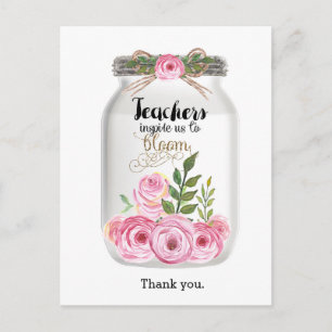 Postal Flores en Tarro de Mason Agradecimiento a la Maest