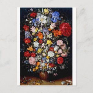 Postal Flores en un barco de madera, Jan Brueghel el anci