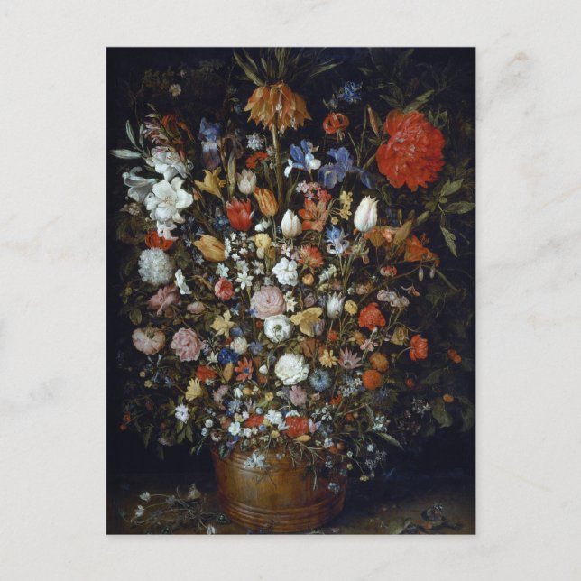 Postal Flores en un barco de madera Jan Brueghel el ancia (Anverso)