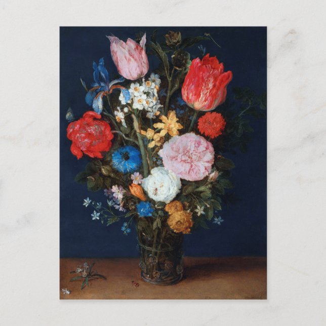 Postal Flores en un barco de vidrio, Jan Brueghel el anci (Anverso)