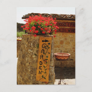Postal Flores en un jardín, Monteriggioni, Siena