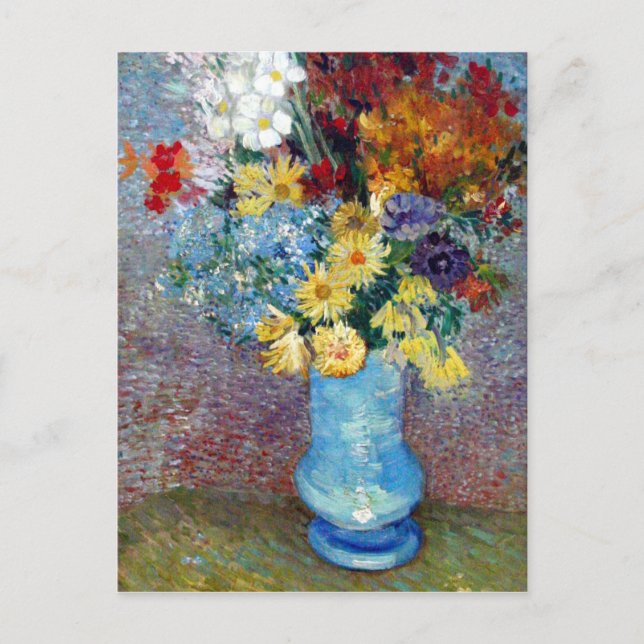 Postal Flores en un jarrón azul de Vincent van Gogh (Anverso)