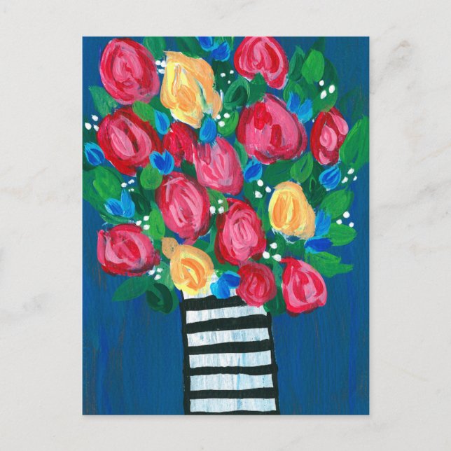 Postal Flores en una bolsa blanca y negra (Anverso)