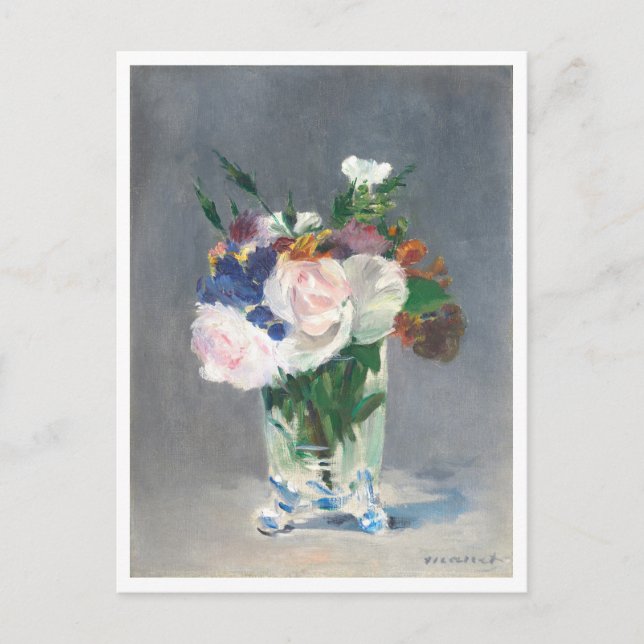 Postal Flores en una bolsa de cristal de Edouard Manet (Anverso)