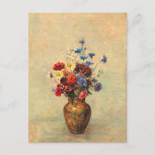 Postal Flores en una bolsa de Odilon Redon (Anverso)
