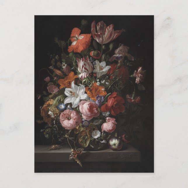 Postal Flores en una bolsa de vidrio, 1704 (Anverso)