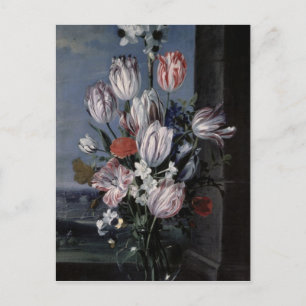 Postal Flores en una vesícula de cristal, 1652